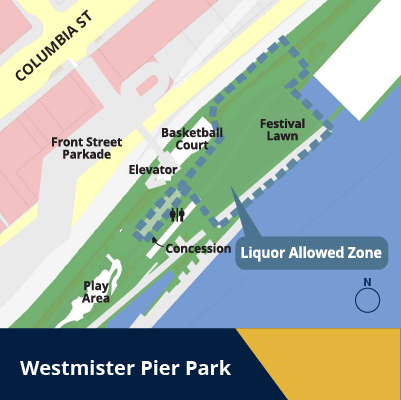 Westminster Pier Park Alcohol allowed zone